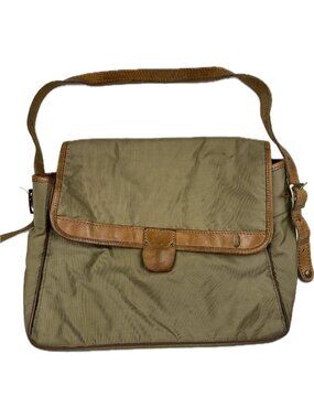Hartmann Messenger Laptop Ballistic Nylon Leather Briefcase Green 12”x14”